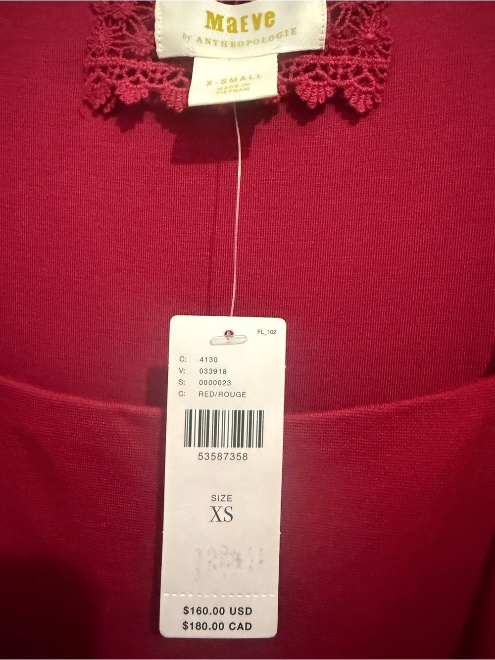 Maeve NWT Anthropologie Red Midi Fit & Flare Dress XS - Picture 5 of 7